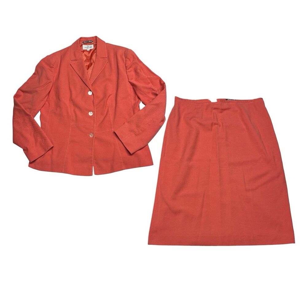 Valentino Miss V Skirt Suit Coral Pink Italy